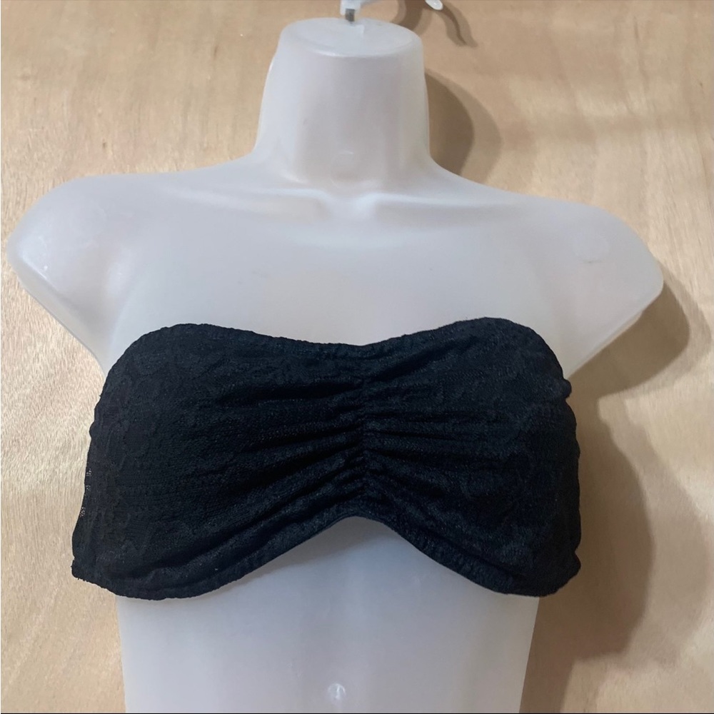 5/$45 SALE Victoria’s Secret Unlined Wire-Free Black Floral Lace Large Bandeau